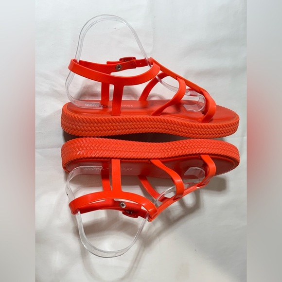 MELISSA + SALINAS  Vibrant orange PVC gladiator sandals size 9 - Picture 3 of 9